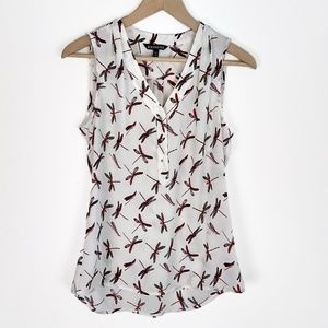 EXPRESS | V-neck Tank Dragonfly Print Blouse | XS